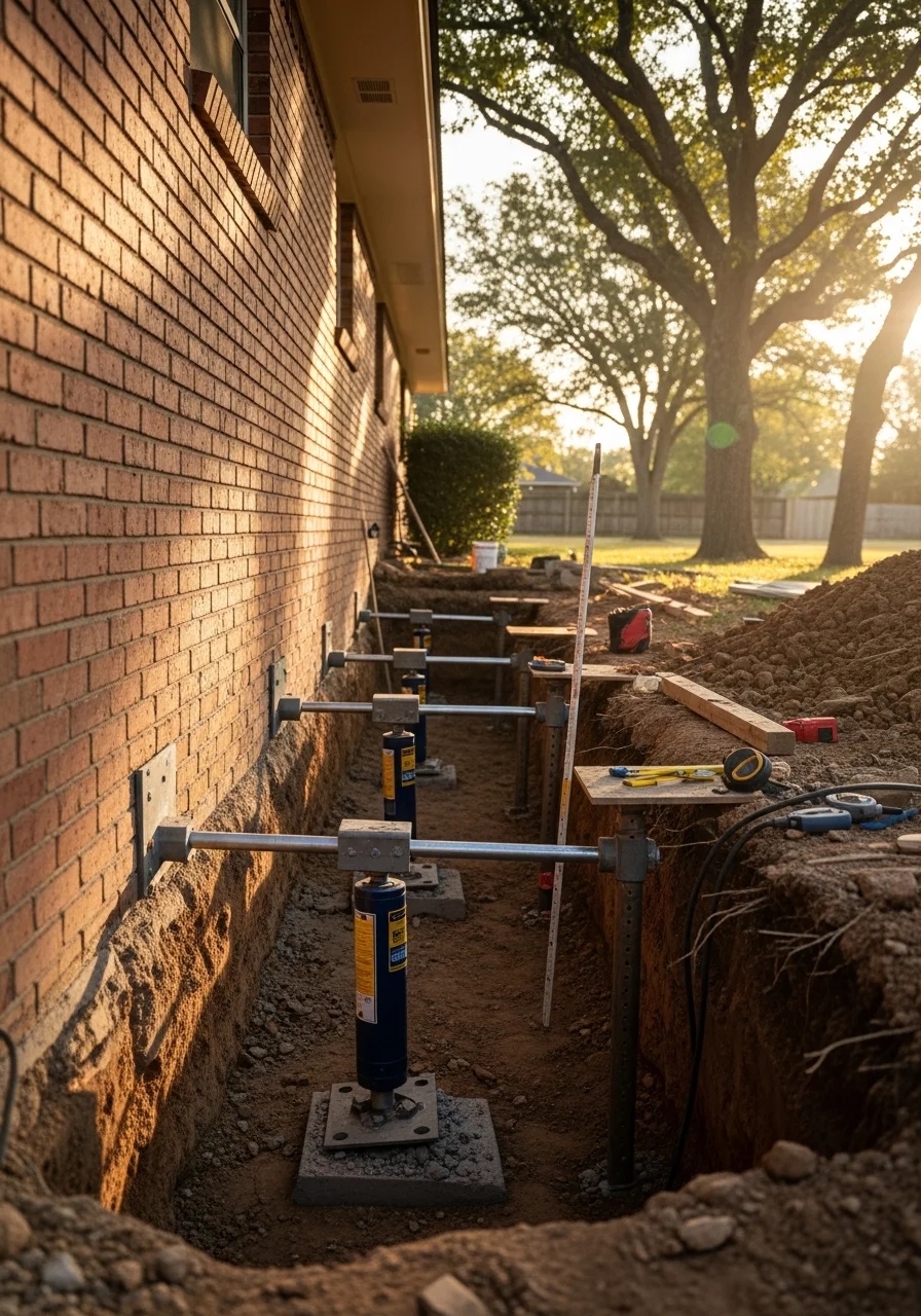 Professional service team at Owasso home entrance with modern architecture.
